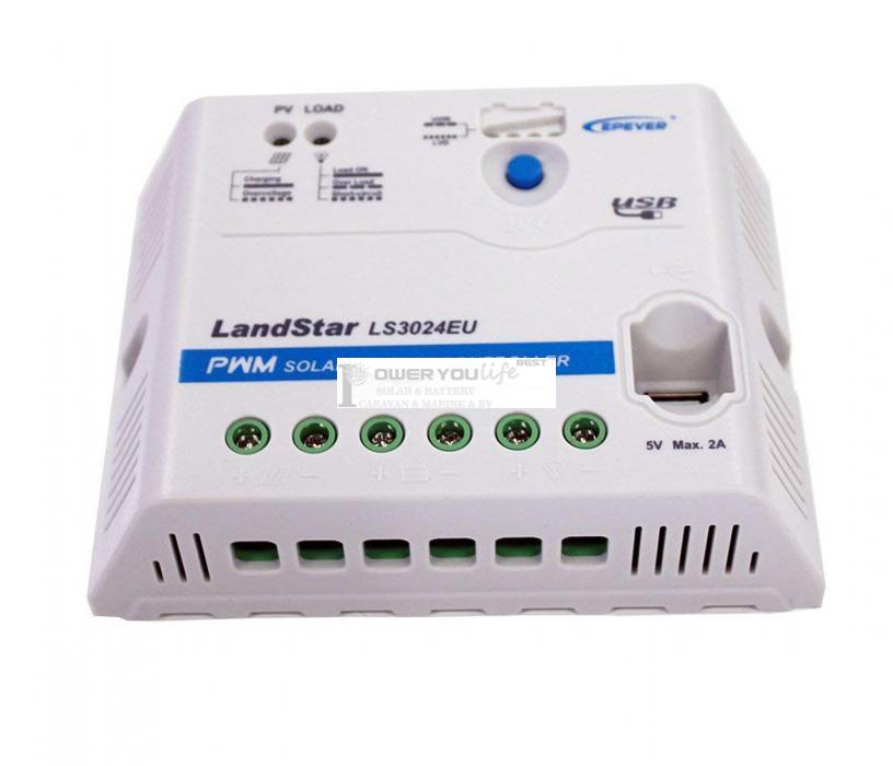 LS3024EU 30A 12V 24V auto work PWM Landstar Solar Charge Controller with 5VDC 2A USB Output charge