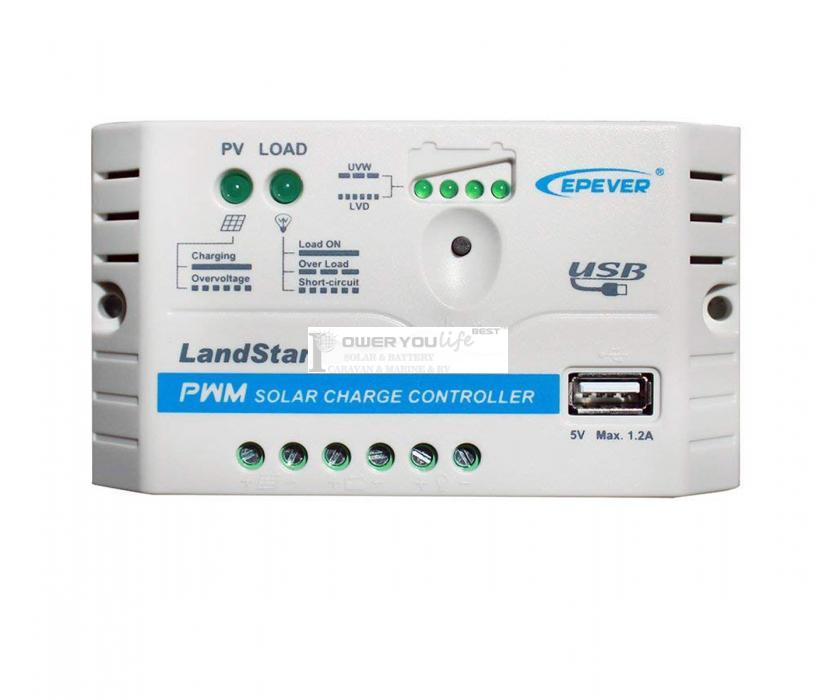 LS1024EU PWM Charge Controller Charge Controller 10 A 12 V/24 V with USB Port